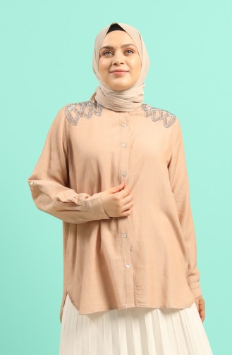 Beige Overhemdblouse 201151-02