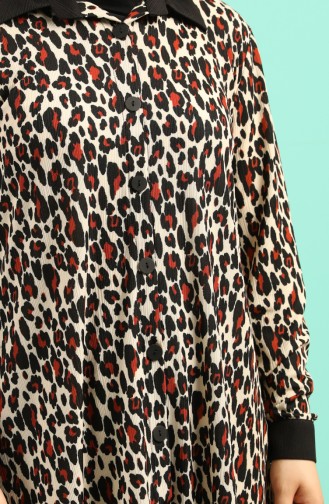 Plus Size Leopard Print Tunic Trousers Double Suit 1326-01 Black 1326-01