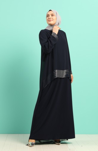 Dunkelblau Hijab-Abendkleider 6301-01