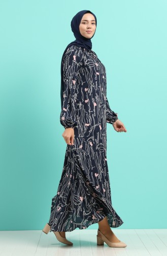 Dunkelblau Hijab Kleider 3196-01