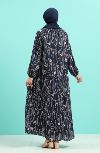 Dunkelblau Hijab Kleider 3196-01