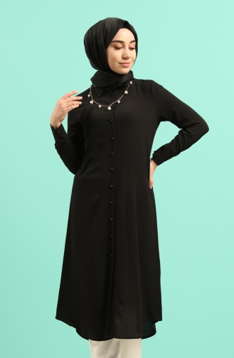 Kolyeli Uzun Tunik 5837-01 Siyah