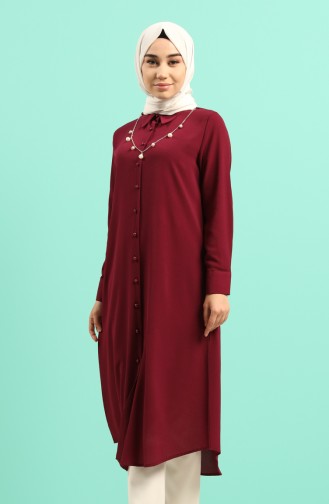 Kolyeli Uzun Tunik 5837-03 Mor