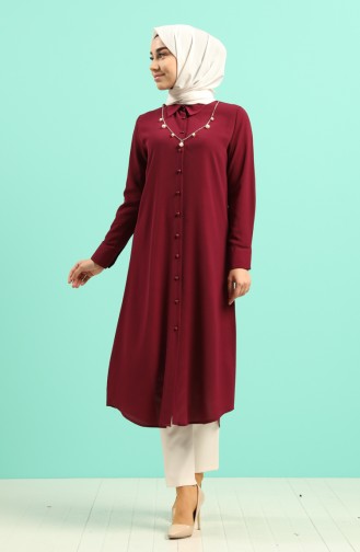 Kolyeli Uzun Tunik 5837-03 Mor
