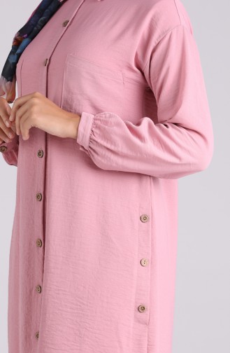 Ensemble Deux Pieces Pantalon Tunique a Boutons Tissu Aerobin 6569-02 Rose Pâle 6569-02