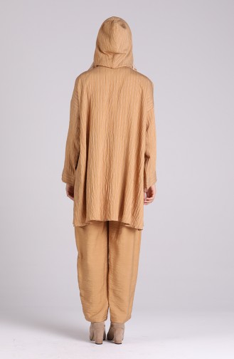 Fermuarlı Tunik Pantolon İkili Takım 1005-04 Camel