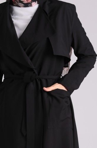 Belted Trench Coat Pants Double Suit 6861-04 Black 6861-04