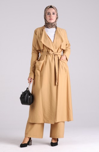 Belted Trench Coat Pants Double Suit 6861-06 Camel 6861-06