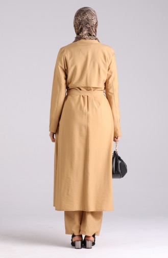 Belted Trench Coat Pants Double Suit 6861-06 Camel 6861-06