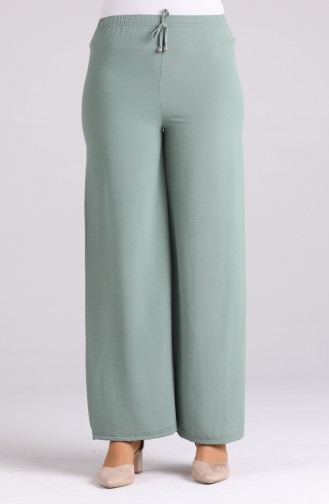 Aerobin Fabric Elastic waist wide-leg Trousers 8142-19 Water Green 8142-19