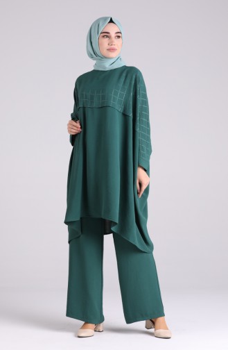 Bat Sleeve Tunic Trousers Double Suit 1002-01 Emerald Green 1002-01