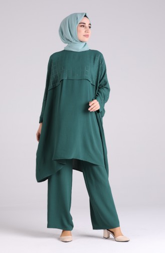 Bat Sleeve Tunic Trousers Double Suit 1002-01 Emerald Green 1002-01