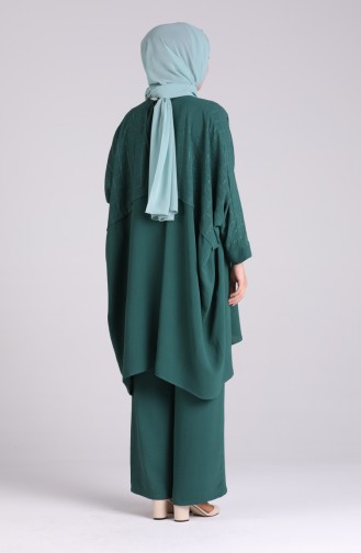 Bat Sleeve Tunic Trousers Double Suit 1002-01 Emerald Green 1002-01