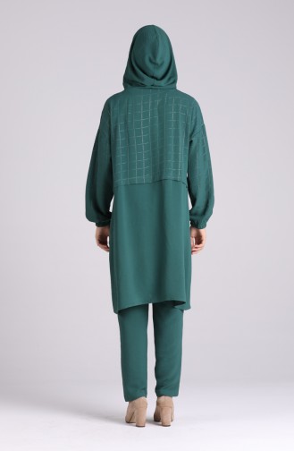 Kapüşonlu Tunik Pantolon İkili Takım 1003-01 Zümrüt Yeşili