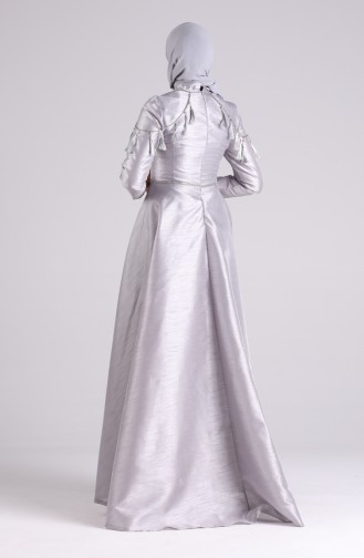 Jacquard Necklace Evening Dress 1018-02 Gray 1018-02
