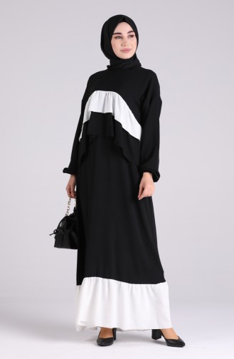 Büzgülü Garnili Elbise 2001-01 Siyah