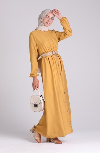 فستان أصفر خردل 0029-08