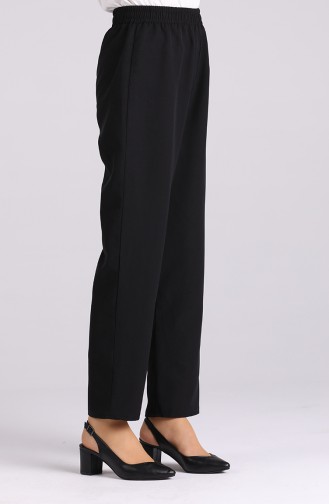 Elastic waist Linen Trousers 4105-01 Black 4105-01