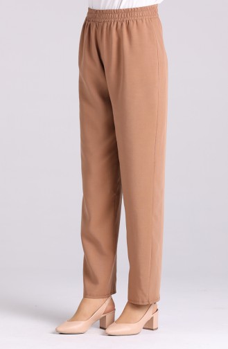 Elastic waist Linen Trousers 4105-08 Camel 4105-08