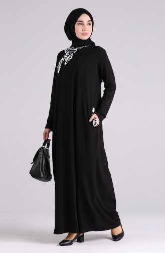 Schwarz Hijab Kleider 0840-01