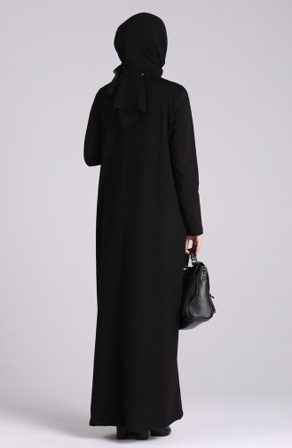 Schwarz Hijab Kleider 0840-01