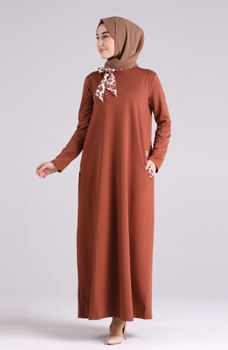 Ziegelrot Hijab Kleider 0840-02
