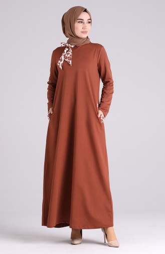 Ziegelrot Hijab Kleider 0840-02