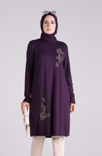 Nakışlı Tunik 1250-04 Mor