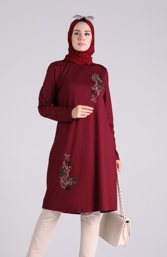 Nakışlı Tunik 1250-05 Mürdüm