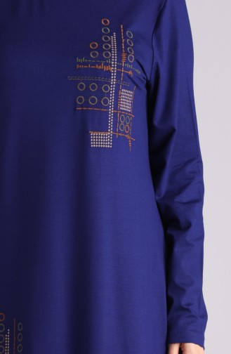 İşlemeli Tunik 1251-02 Saks