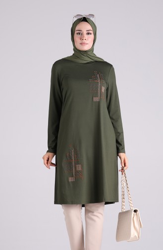 İşlemeli Tunik 1251-03 Haki