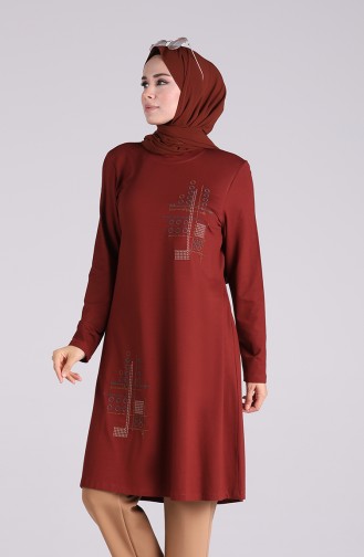 İşlemeli Tunik 1251-05 Kiremit