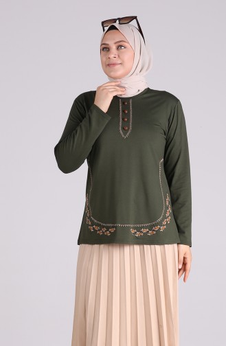 Khaki Bluse 0536-05