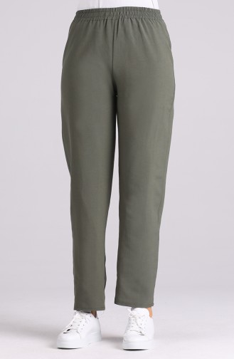 Elastic waist Linen Trousers 4105-03 Khaki 4105-03