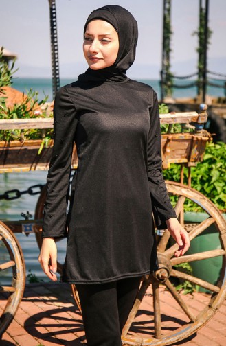 Maillot de Bain Hijab Noir 1012