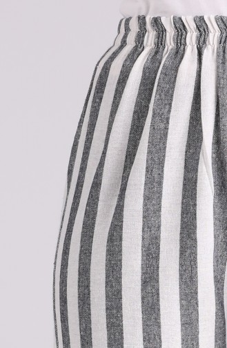Elastic Waist Striped Pants 5484-04 Black 5484-04