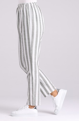 Elastic Waist Striped Pants 5484-05 Khaki 5484-05