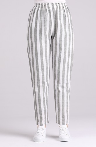 Elastic Waist Striped Pants 5484-05 Khaki 5484-05