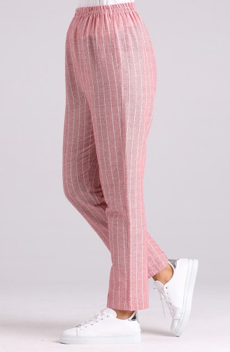 Striped Pants with Elastic Waist 5844-05 Coral 5844-05