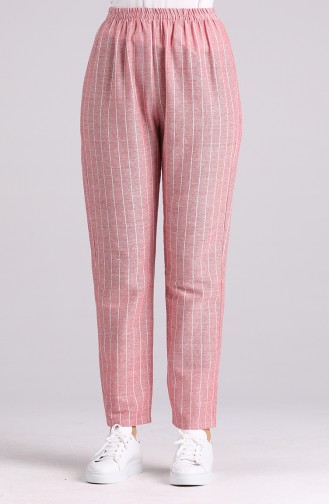 Striped Pants with Elastic Waist 5844-05 Coral 5844-05