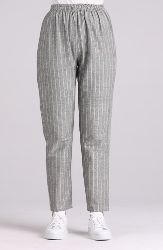 Striped Pants with Elastic Waist 5844-06 Khaki 5844-06