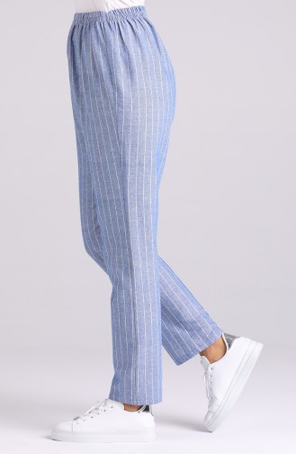 Elastic Waist Striped Trousers 5844-10 Blue 5844-10