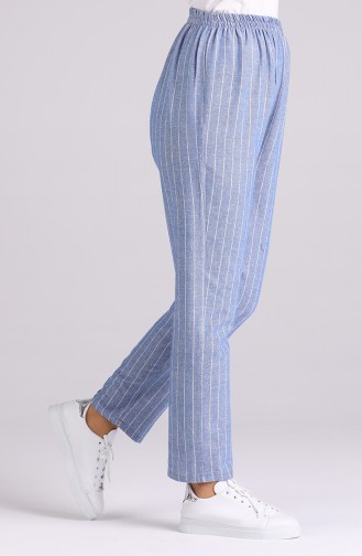Elastic Waist Striped Trousers 5844-10 Blue 5844-10