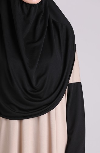 Çift Renkli Pratik Namaz Elbisesi 0910-01 Vizon Siyah