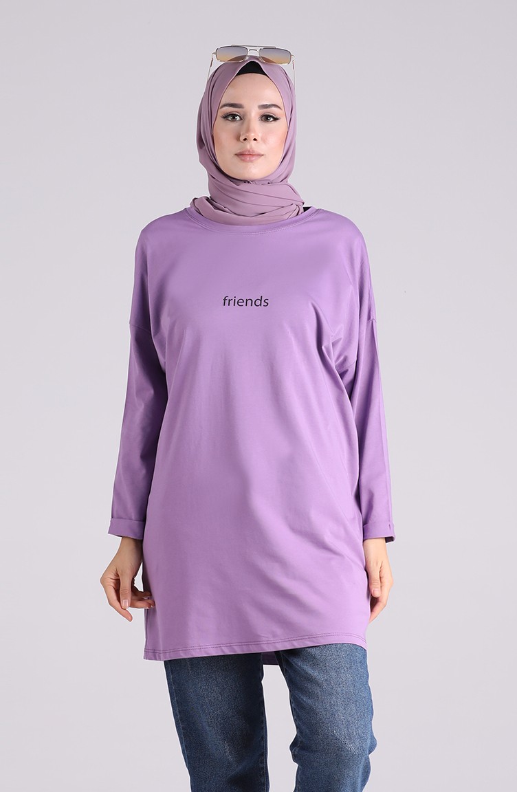 Baskili Penye Tunik 2249 07 Mor Sefamerve