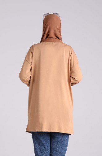 Baskılı Penye Tunik 2249-09 Camel