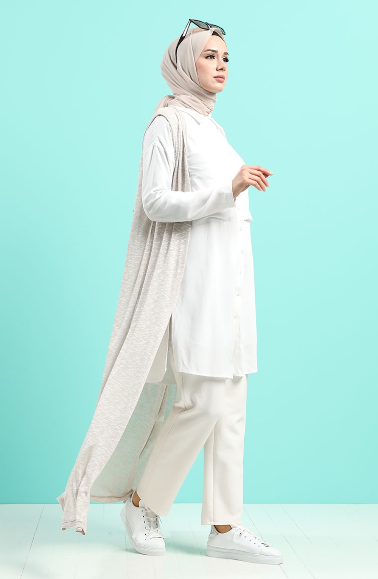 Uzun Yelek 8083-01 Taş | Sefamerve
