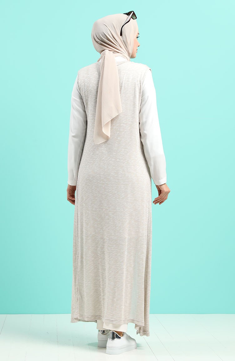 Uzun Yelek 8083-01 Taş | Sefamerve