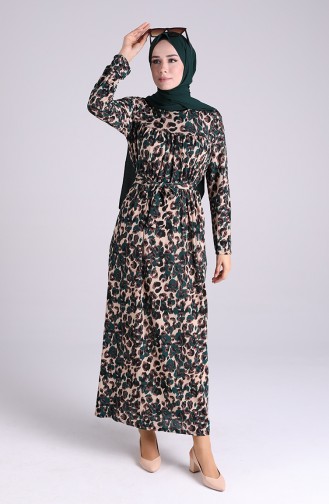 Floral Print Dress 5158-02 Emerald Green 5158-02