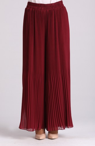 Pleated Chiffon Trousers 4000a-04 Burgundy 4000A-04